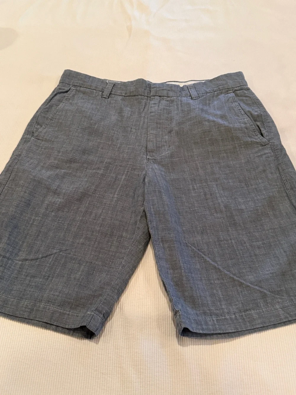 J. Crew Men’s Slate Blue Flat-Front Linen-Blend Shorts